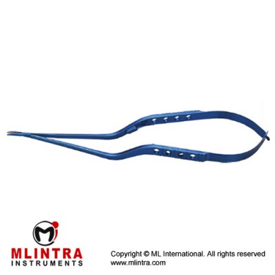 Yasargil Micro Needle Holder Bayonet Style,Flat handle,tungsten carbide coated tips,0.5mm tips, Working distance:78mm Length:18.5cm